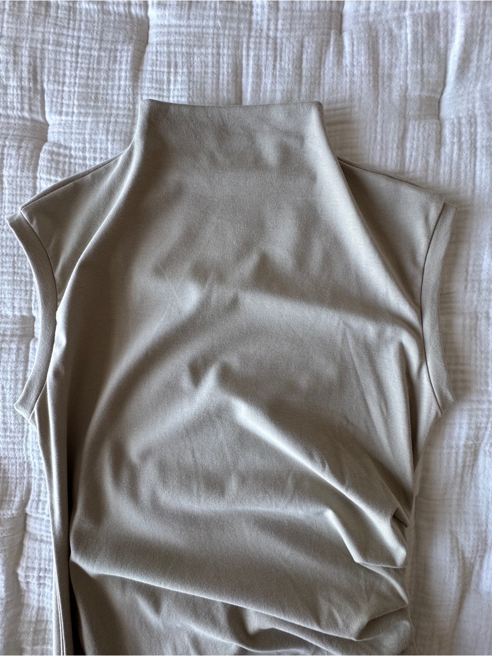 NWT OGL CashSoft Mockneck Tucks Midi Dress zSleeveless Minimalist Large - Picture 7 of 12